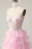Principessa Blu Sweetheart Corsetto Tiered Paillettes Abito Da Ballo Lungo con Lace Up Indietro