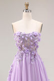 Corsetto A String senza spalline con applique lungo abito da Cerimonia