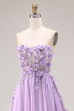 Corsetto A String senza spalline con applique lungo abito da Cerimonia