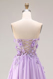 Corsetto A String senza spalline con applique lungo abito da Cerimonia