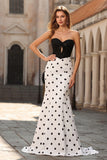 Abito da Cerimonia lungo corsetto a pois neri e bianchi