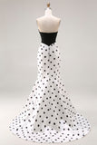 Abito da Cerimonia lungo corsetto a pois neri e bianchi