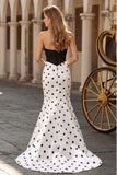 Abito da Cerimonia lungo corsetto a pois neri e bianchi