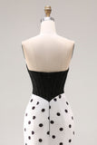 Abito da Cerimonia lungo corsetto a pois neri e bianchi