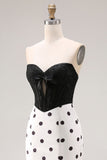 Abito da Cerimonia lungo corsetto a pois neri e bianchi