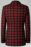 Rosso Nero Plaid Dentched Risvolto 2 Pezzi Abiti da ballo da uomo