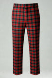 Rosso Nero Plaid Dentched Risvolto 2 Pezzi Abiti da ballo da uomo