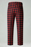 Rosso Nero Plaid Dentched Risvolto 2 Pezzi Abiti da ballo da uomo