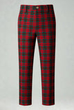 Rosso Nero Plaid Dentched Risvolto 2 Pezzi Abiti da ballo da uomo