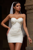 Abito corto da sposa corto Bodycon Corset Ivory Sweetheart