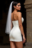 Abito corto da sposa corto Bodycon Corset Ivory Sweetheart