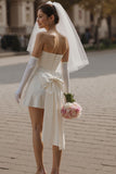 Abito corto da sposa Bodycon Avorio Sweetheart (senza guanti)