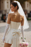 Abito corto da sposa Bodycon Avorio Sweetheart (senza guanti)