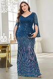 Abito mamma della sposa a paillettes nero collo a V taglia grande