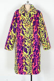 Cappotto da donna Midi in pelle finta leopardo giallo