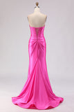 Abito da Cerimonia con perline e corsetto Sweetheart Fucsia Mermaid