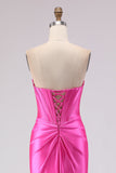 Abito da Cerimonia con perline e corsetto Sweetheart Fucsia Mermaid