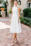 Abito da sposa Midi bianco con pizzo a linea A