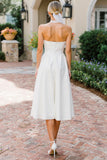 Abito da sposa Midi bianco con pizzo a linea A