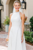 Abito da sposa Midi bianco con pizzo a linea A