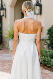 Abito da sposa Midi bianco con pizzo a linea A