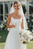 Abito da sposa a spalline spaghetti bianche Midi A Line