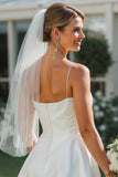 Abito da sposa a spalline spaghetti bianche Midi A Line