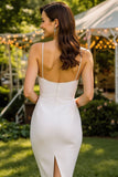 Abito da sposa Midi con spalline in pizzo bianco