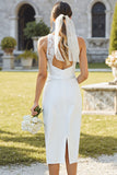 Abito da sposa Midi in raso bianco in pizzo