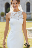 Abito da sposa Midi in raso bianco in pizzo