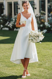 Abito da sposa in raso Midi in Pizzo bianco a linea