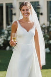 Abito da sposa in raso Midi in Pizzo bianco a linea