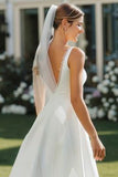 Abito da sposa in raso Midi in Pizzo bianco a linea