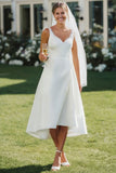 Abito da sposa in raso Midi in Pizzo bianco a linea