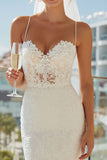 Abito da sposa lungo con spalline in pizzo avorio