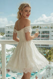 Abito da sposa midi in avorio a spalle scoperte