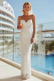 Abito da sposa lungo con spalline in pizzo in avorio