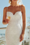 Abito da sposa lungo con spalline in pizzo in avorio