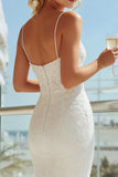 Abito da sposa lungo con spalline in pizzo in avorio