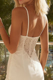 Abito da sposa bodycon in pizzo con spalline spaghetti avorio