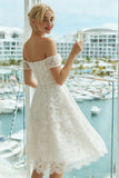 Pizzo Avorio Abito da Sposa con una linea a spalla