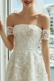 Pizzo Avorio Abito da Sposa con una linea a spalla