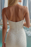 Abito da sposa bodycon con paillettes scintillanti avorio