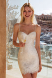 Abito da sposa bodycon con spalline avorio in pizzo avorio
