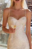 Abito da sposa bodycon con spalline avorio in pizzo avorio