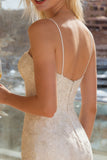 Abito da sposa bodycon con spalline avorio in pizzo avorio