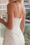 Abito da sposa bodycon con spalline avorio scintillante