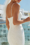 Pizzo con spalline Sponda Avorio Abito da Sposa Lungo