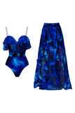 Costume da bagno a due pezzi blu reale con spalline spaghetti