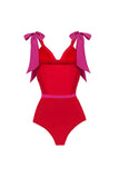 Costume da bagno rosso a 2 pezzi con spalline spaghetti e abito da spiaggia